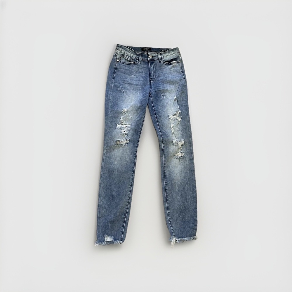 Judy Blue Jeans Womens 28 Skinny Fit Mid Rise Stretch Distressed Medium 28x26